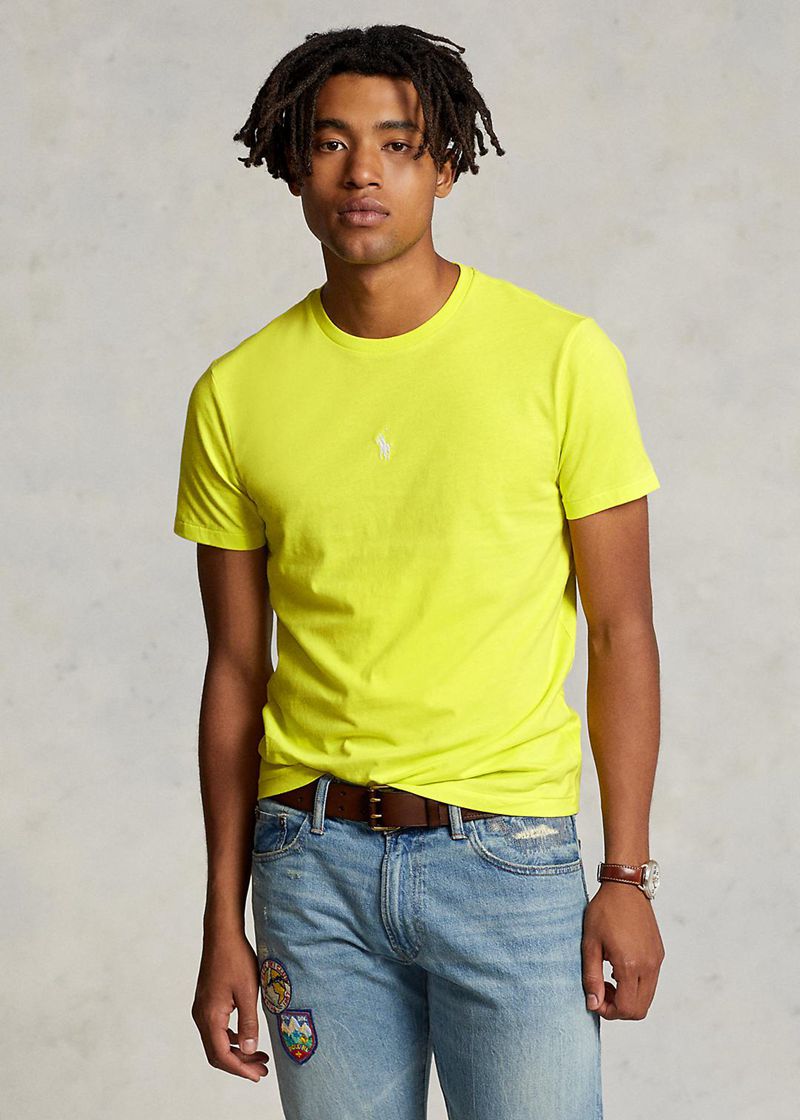 Camiseta Polo Ralph Lauren Hombre Custom Slim Fit Crewneck Chile Amarillo UDNTH-9813